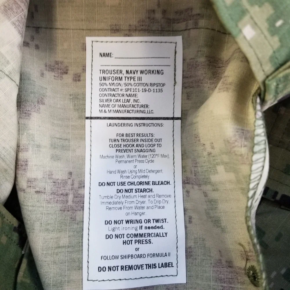 Small Short US Navy Pants Mens‎ NWU Type III Green AOR2 Cargo Camouflage Seals